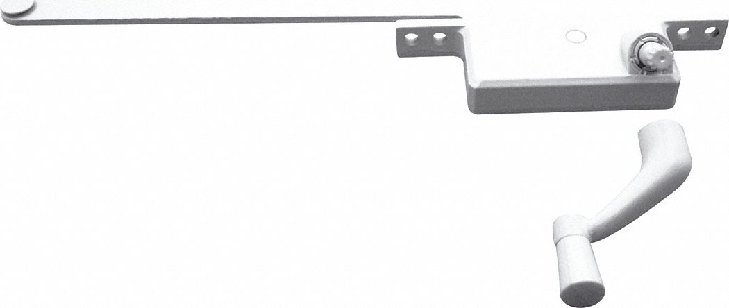 Window Operator: Crank, Handle Included, Right-Hand, Frame, White, 4 3/4 in Base Lg