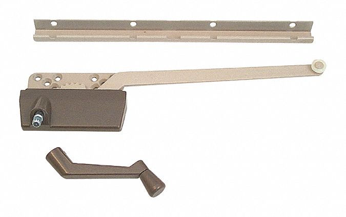 Window Operator: Crank, Handle Included, Left-Hand, Surface, Brown, 3 in Base Lg