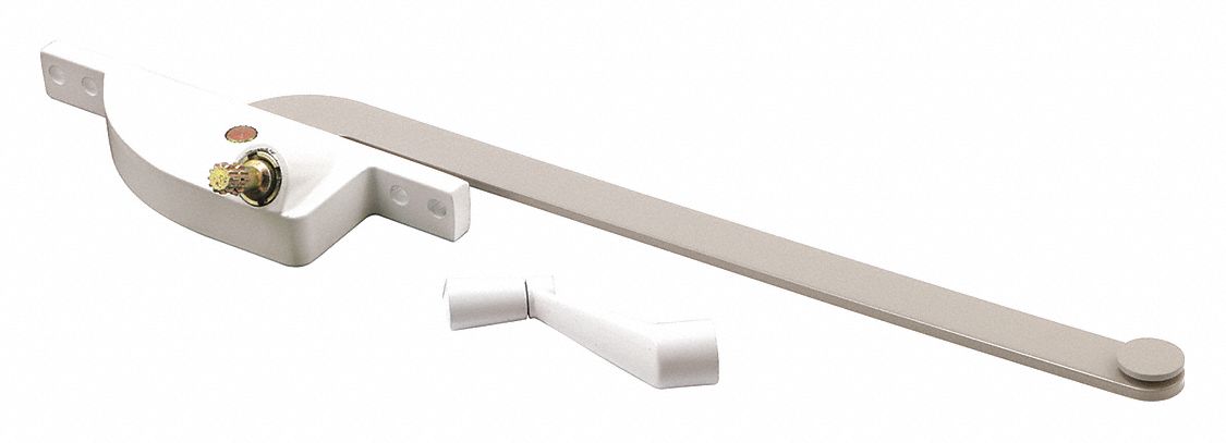 Window Operator: Crank, Handle Included, Left-Hand, Frame, White, 4 3/4 in Base Lg