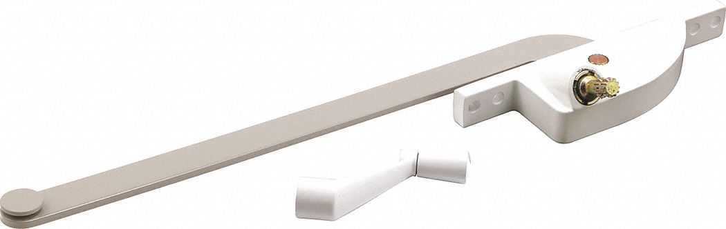 Window Operator: Crank, Handle Included, Right-Hand, Frame, White, 4 3/4 in Base Lg