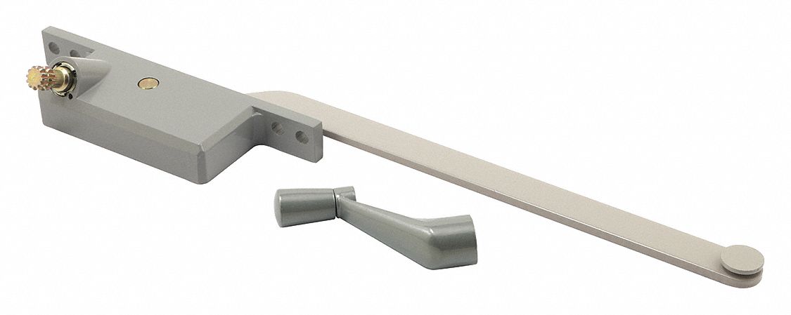 Window Operator: Crank, Handle Included, Left-Hand, Frame, Aluminum, 4 3/4 in Base Lg