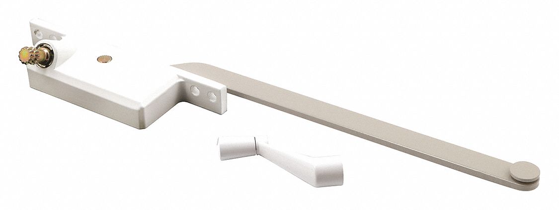 Window Operator: Crank, Handle Included, Left-Hand, Frame, White, 4 3/4 in Base Lg