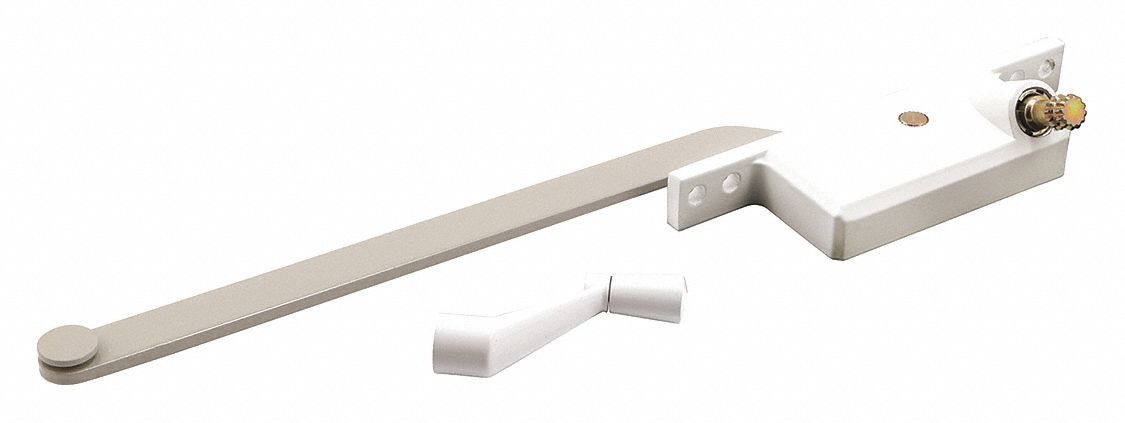 Window Operator: Crank, Handle Included, Right-Hand, Frame, White, 4 3/4 in Base Lg