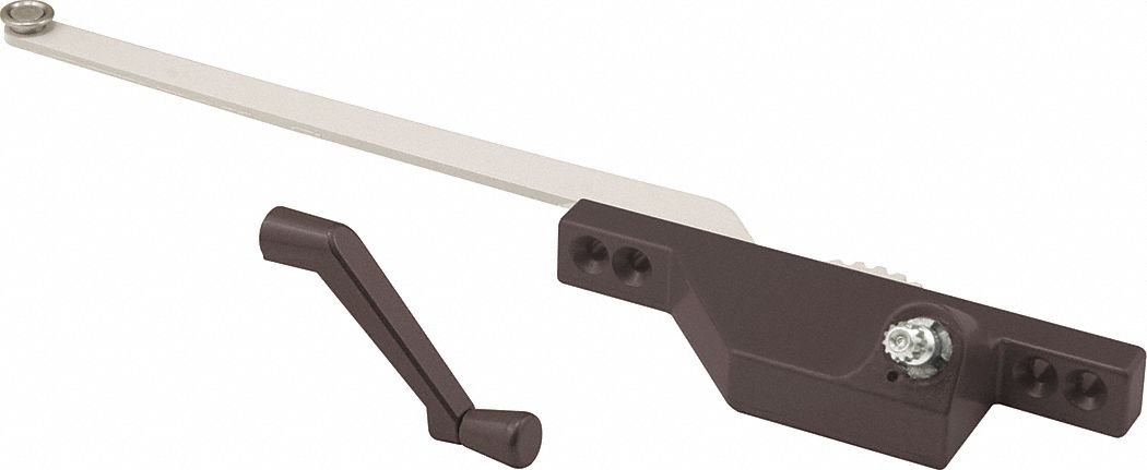 Window Operator: Crank, Handle Included, Right-Hand, Sash, Brown, 4 3/4 in Base Lg