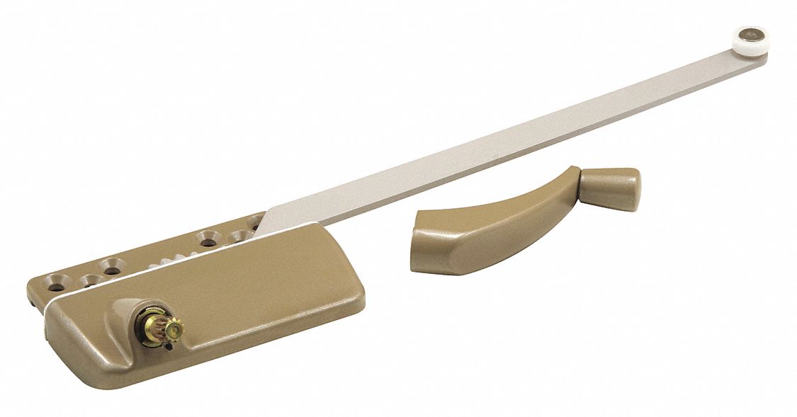 Window Operator: Crank, Handle Included, Right-Hand, Surface, Gold, 4 3/4 in Base Lg