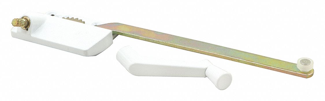 Window Operator: Crank, Handle Included, Right-Hand, Surface, White, 4 3/4 in Base Lg