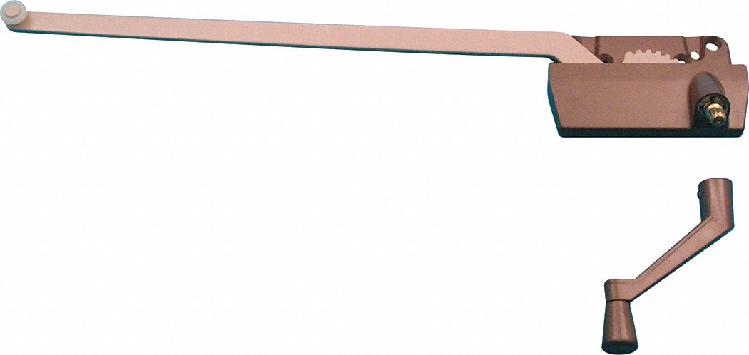 Window Operator: Crank, Handle Included, Left-Hand, Surface, Brown, 3 in Base Lg
