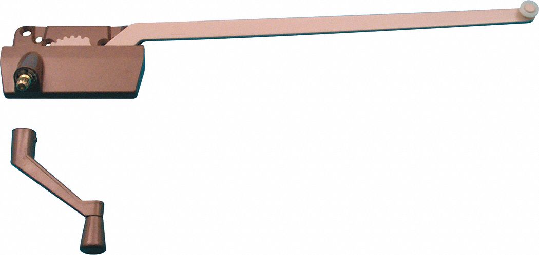 Window Operator: Crank, Handle Included, Right-Hand, Surface, Gray, 3 in Base Lg