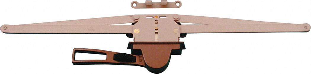 Window Operator: Lever, Handle Included, Left-Hand, Sash, Brown, 3 1/2 in Base Lg