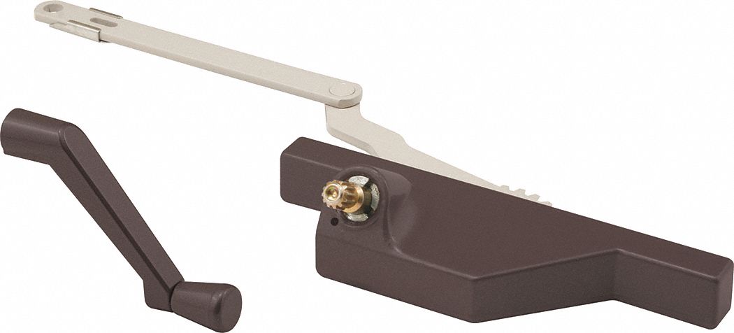 Window Operator: Crank, Handle Included, Left-Hand, Sash, Brown, 5 1/2 in Base Lg