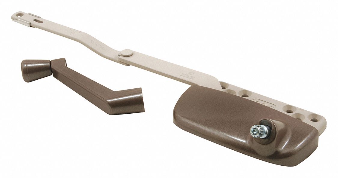Window Operator: Crank, Handle Included, Right-Hand, Surface, Brown, 3 in Base Lg
