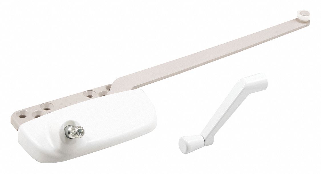 Window Operator: Crank, Handle Included, Right-Hand, Surface, White, 3 in Base Lg