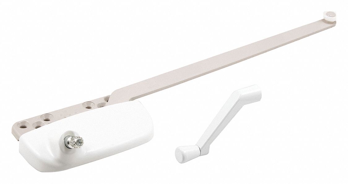 Window Operator: Crank, Handle Included, Right-Hand, Sash, White, 4 5/8 in Base Lg
