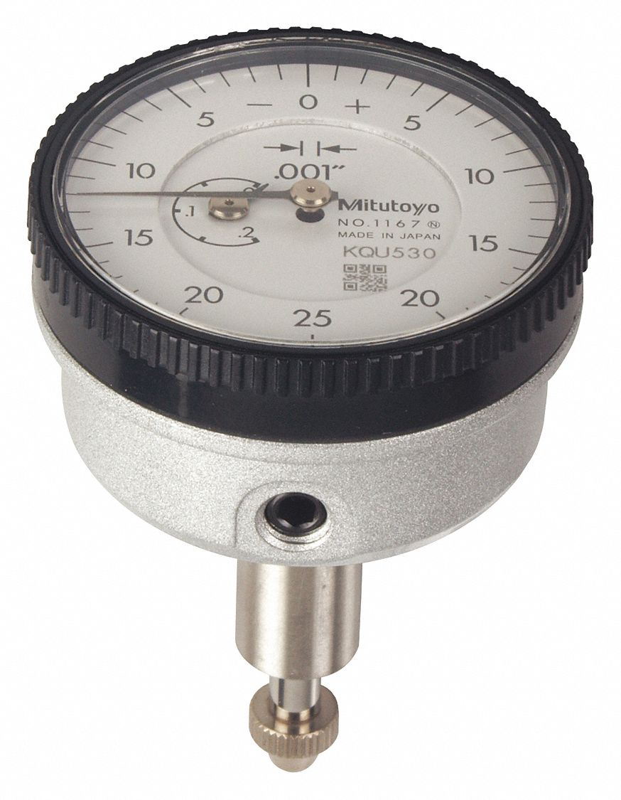 Mitutoyo 0 in to 0 2 in range balanced reading back plunger dial