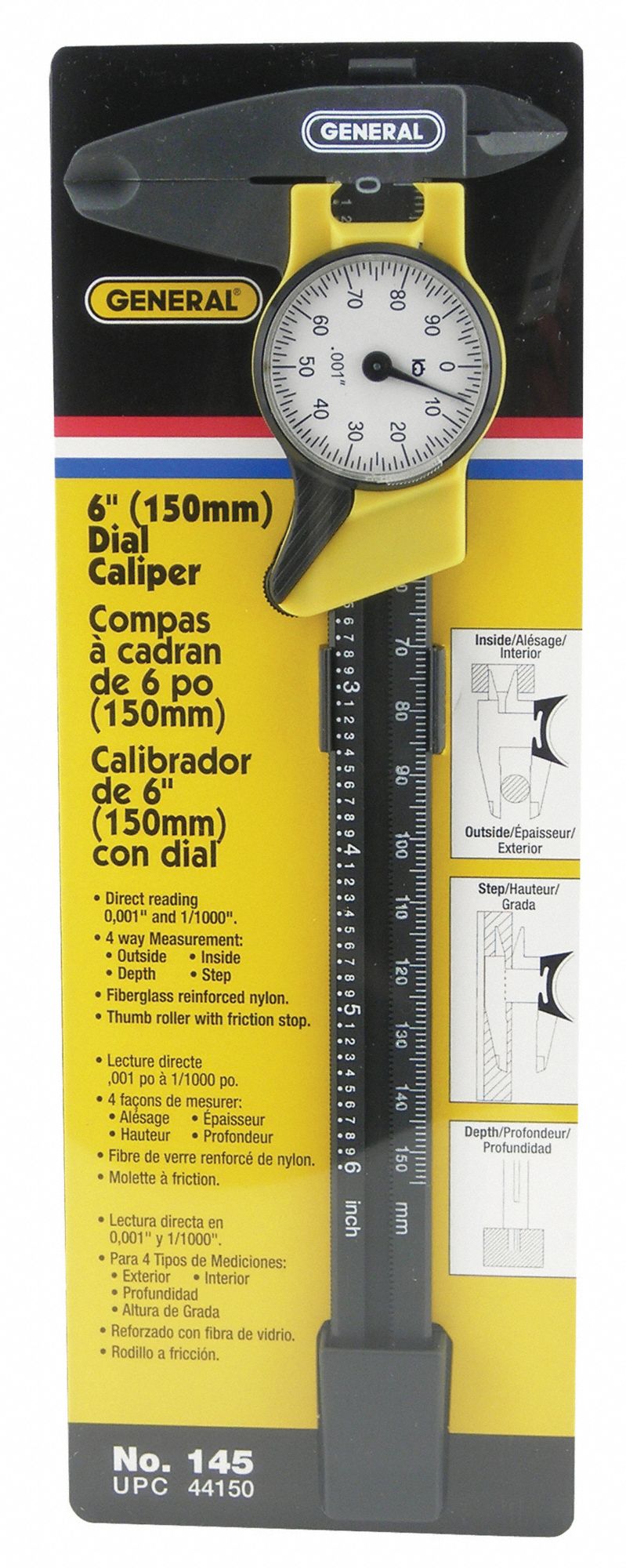 GENERAL TOOLS Inch Dial Caliper 0 in to 6 in Range, +/0.001 in
