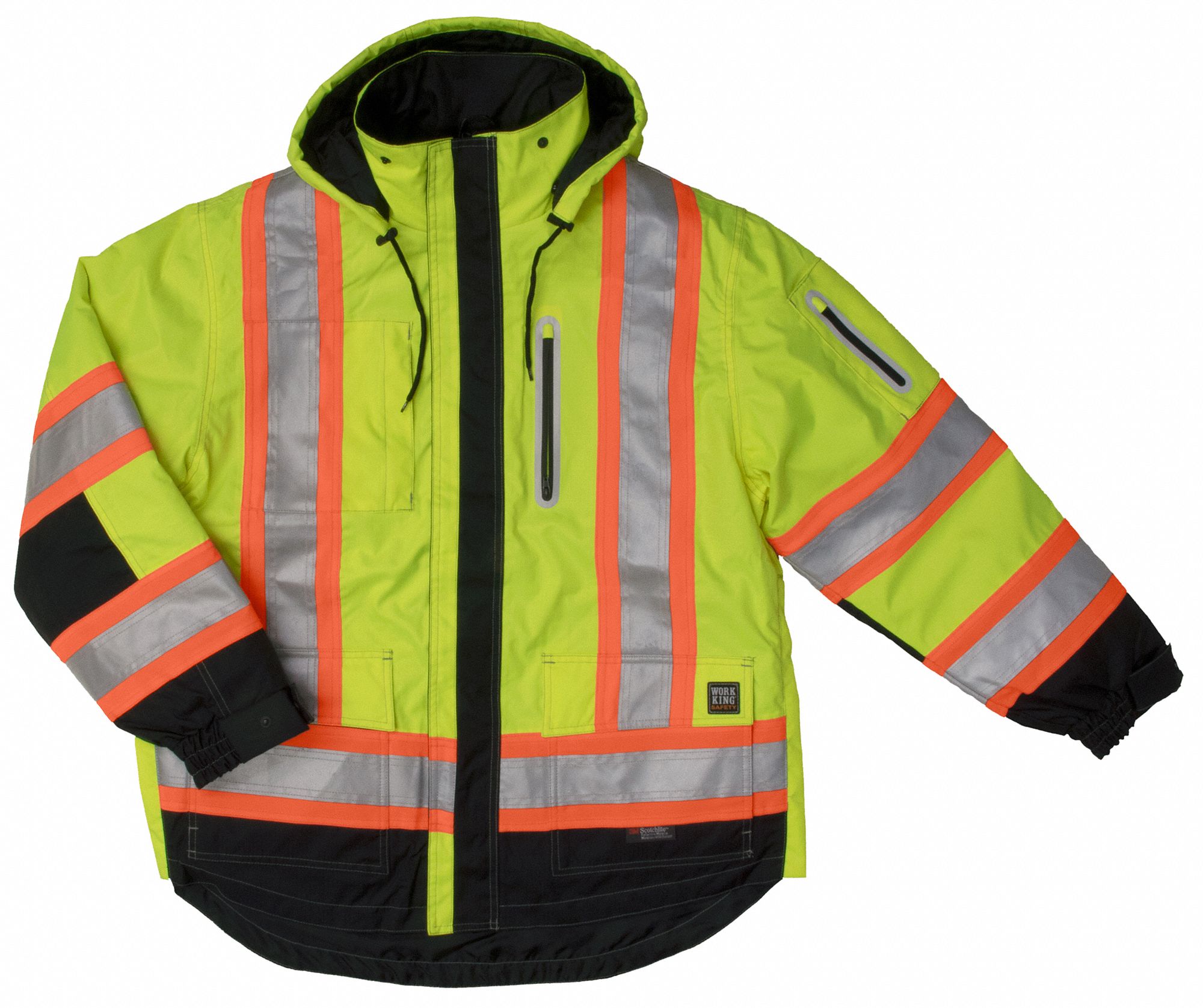 4-IN-1 HI-VIS PARKA, ANSI CLASS 3, 2XL, GREEN, ZIPPER/SNAPS, 9 POCKETS