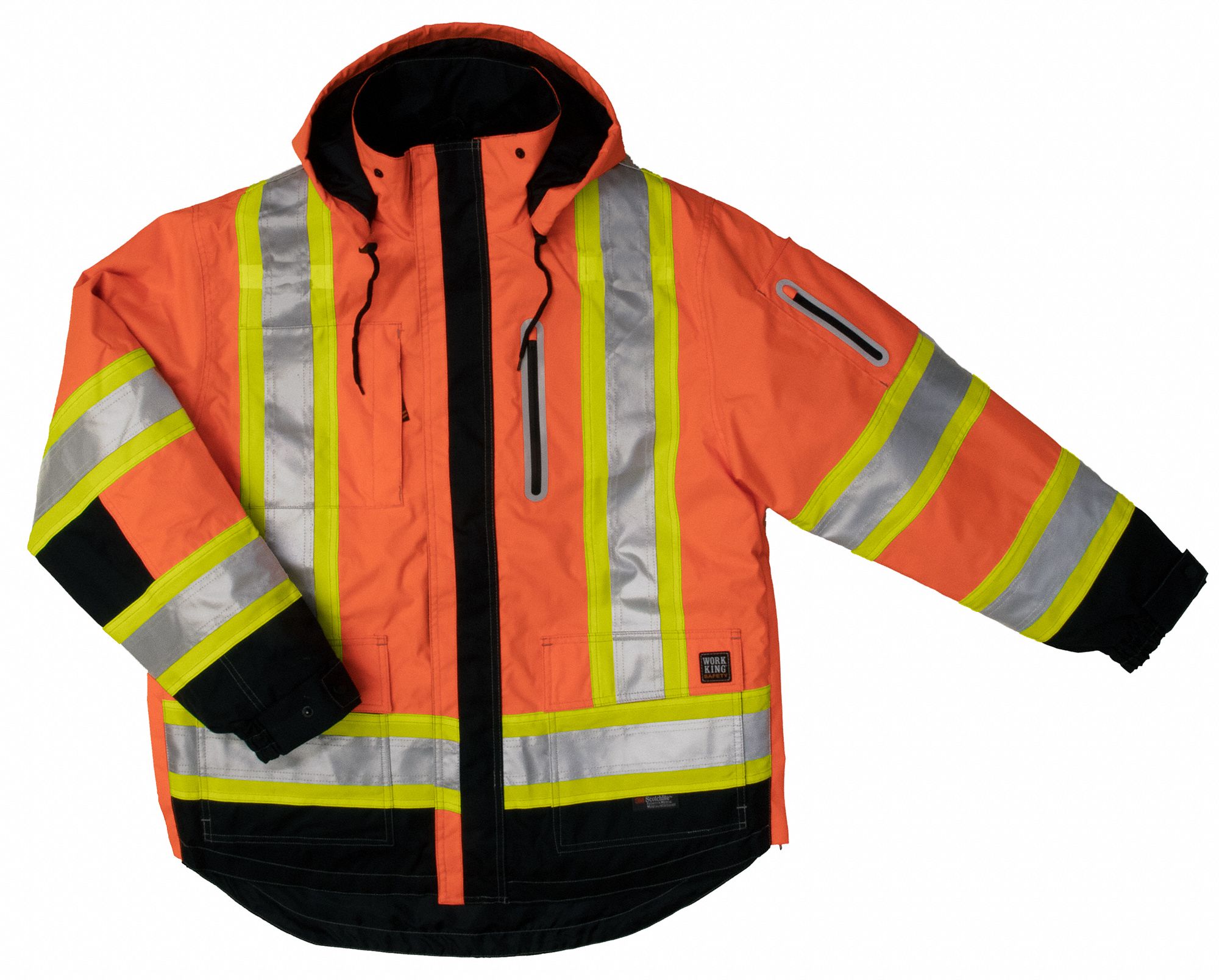 PARKA HAUTE VISIBILITÉ 4 EN 1, ANSI CLASSE 3, G, ORANGE, FERMETURE À GLISSIÈRE/BOUTONS-PRESSION, 9 POCHES