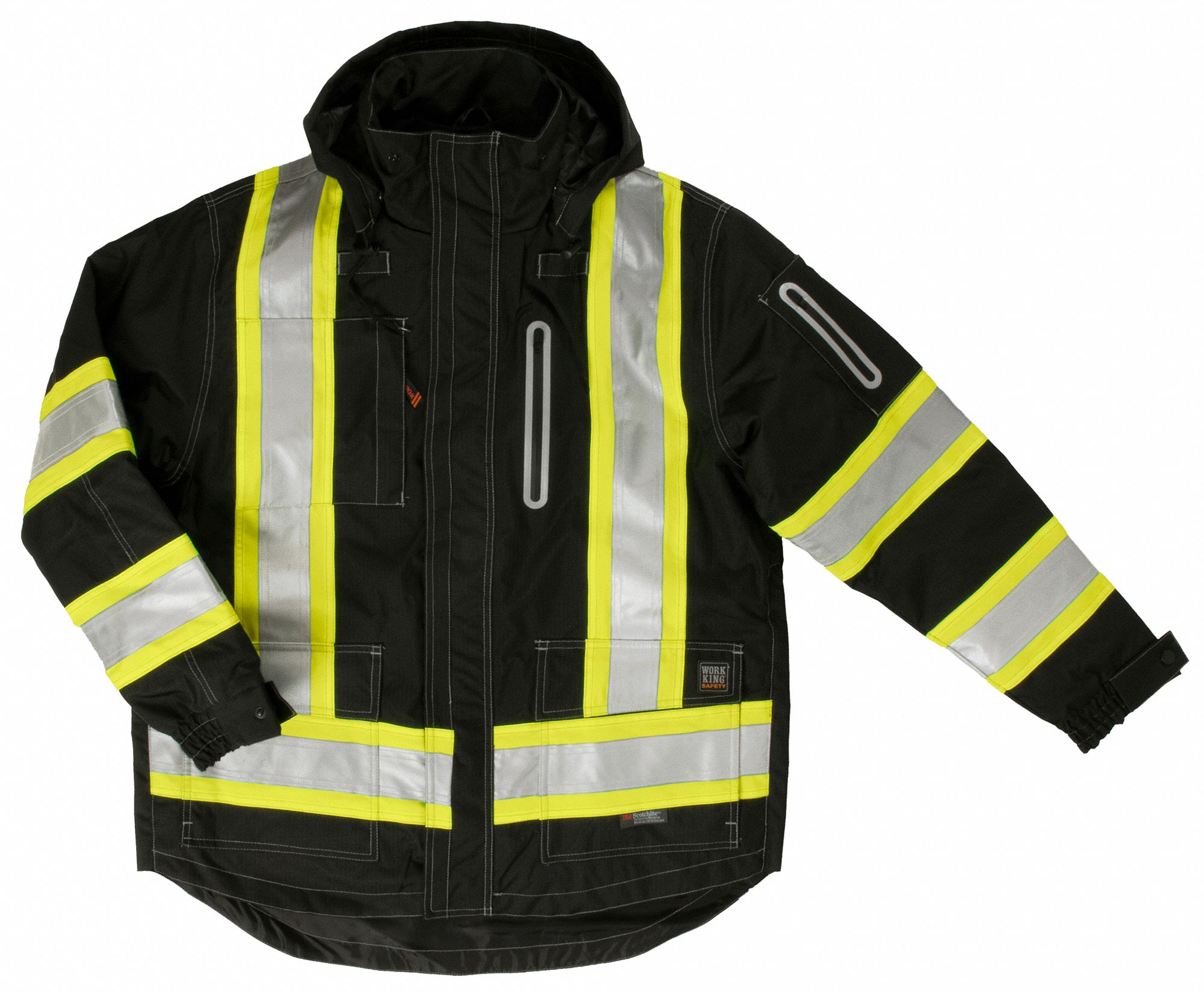 4-IN-1 HI-VIS PARKA, XL, BLACK, ZIPPER/SNAPS, 9 POCKETS