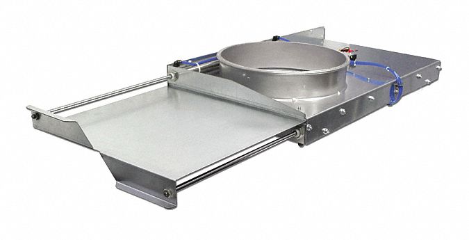 Blast Gate: 10 in Duct, Galvanized Steel Blade, Steel Body, 23 5/8 in x 14 5/8 in x 5 3/4 in