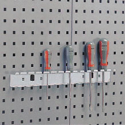 SCREWDRIVER HOLDER, ¾ IN X 17¾ IN X 1½ IN, 1 HOOKS, ¾ IN HOOK D, LOCKING CLIP