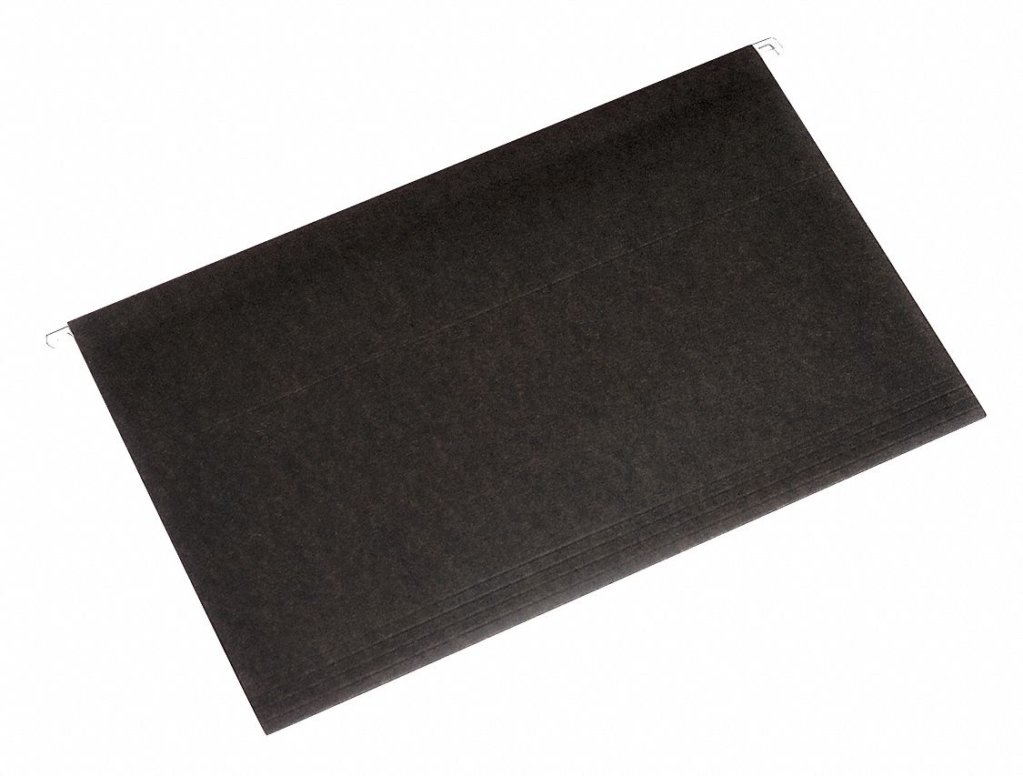 Hanging File Folders: 8 1/2 in Ht, 14 in Wd, 11 Pt. Paperboard, 2 in Expanded Dp, 25 PK