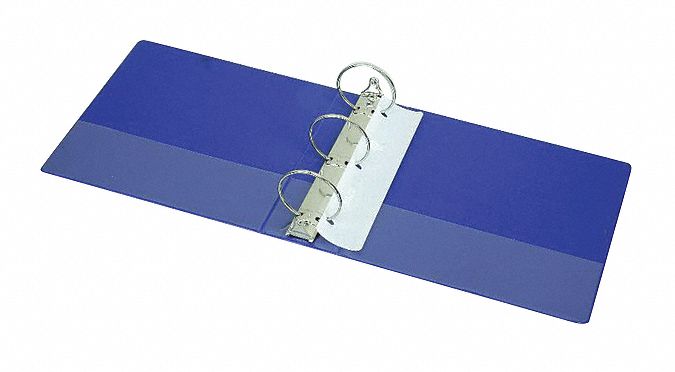 Ring Binder: 3 in Ring Size, Round, 575 Sheet Capacity, Clear Sleeve, Vinyl, Blue
