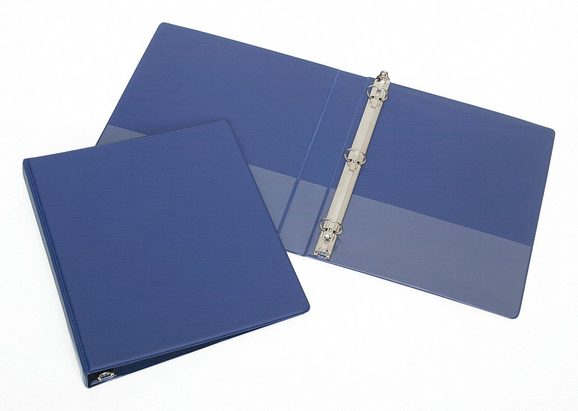 3-RING BINDER,ROUND,1 IN,VINYL,BLUE