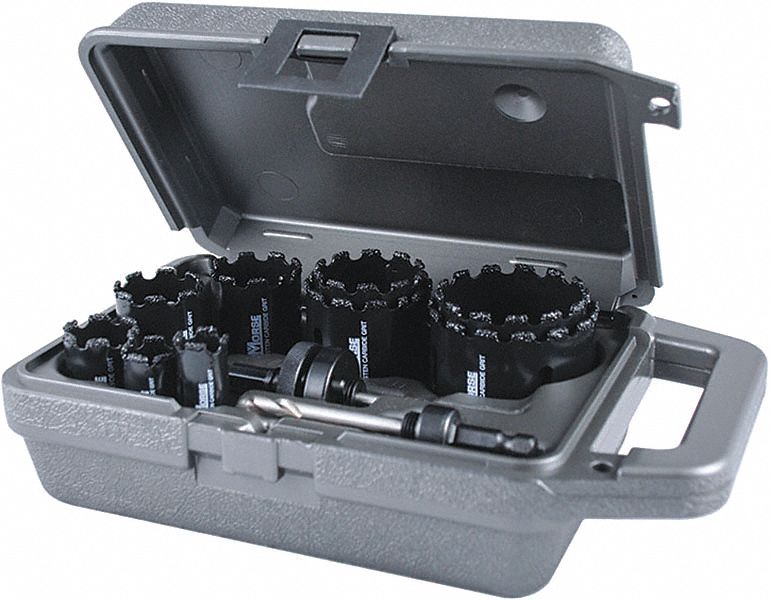 HOLE SAW KIT, 11 PIECES, ¾ IN TO 2½ IN SAW SIZE RANGE, 1⅞ IN MAX CUTTING DEPTH