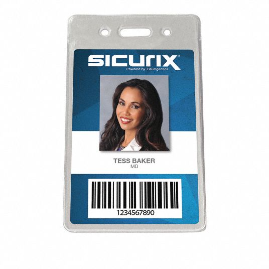 SICURIX, Vertical, Clear, ID Badge Holder - 54HP75|BAU 47820 - Grainger