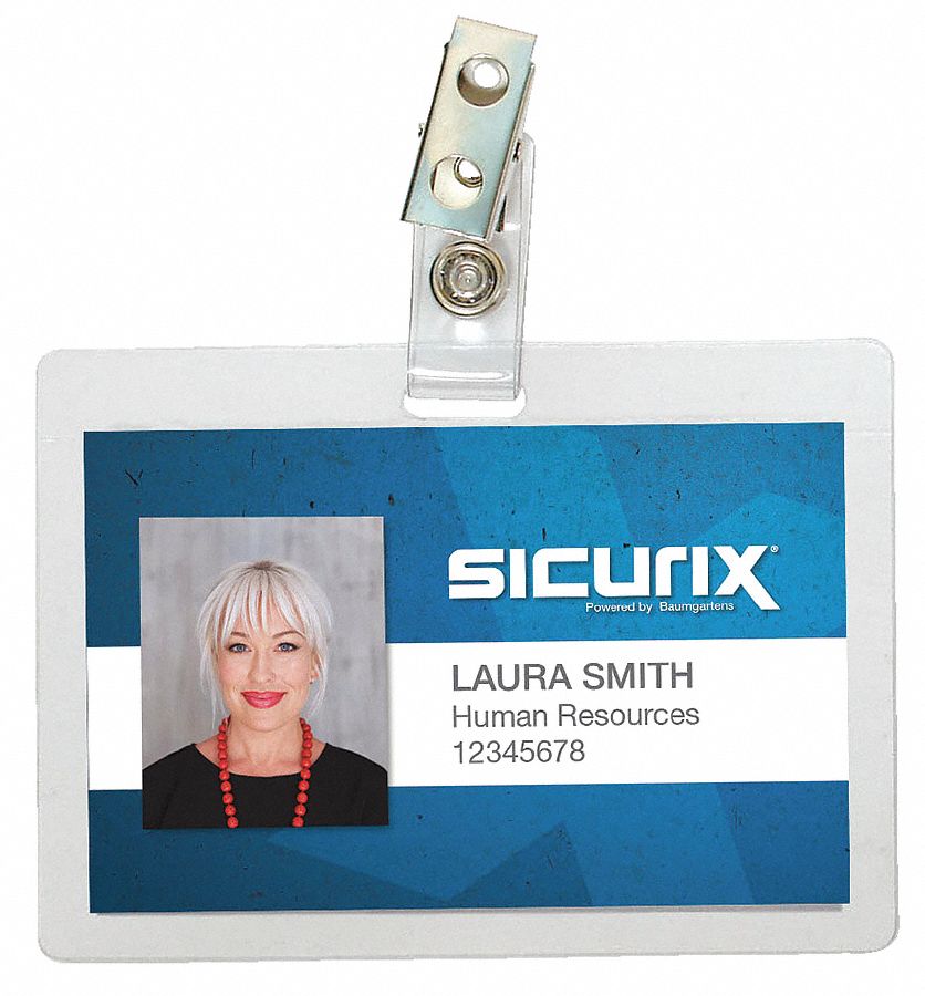 SICURIX, Horizontal, Clear, ID Badge Holder 54HP81BAU 62916 Grainger