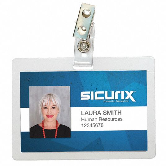 SICURIX, Horizontal, Clear, ID Badge Holder - 54HP81|BAU 62916 - Grainger