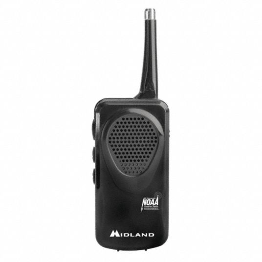 MIDLAND Portable Weather Radio, Black, NOAA 54HR49HH50B Grainger