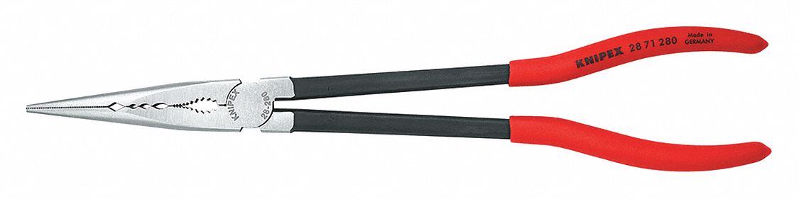NEEDLE NOSE PLIER, 2⅛ IN MAX JAW OPENING, 11 IN OVERALL L, 3 IN JAW L, ⅛ IN TIP W, SERRATED