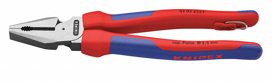 COMBINATION PLIER, FLAT, 9 IN OVERALL L, 1 1/2 IN JAW L, 1 IN JAW W, 1 1/8 IN JAW THICK