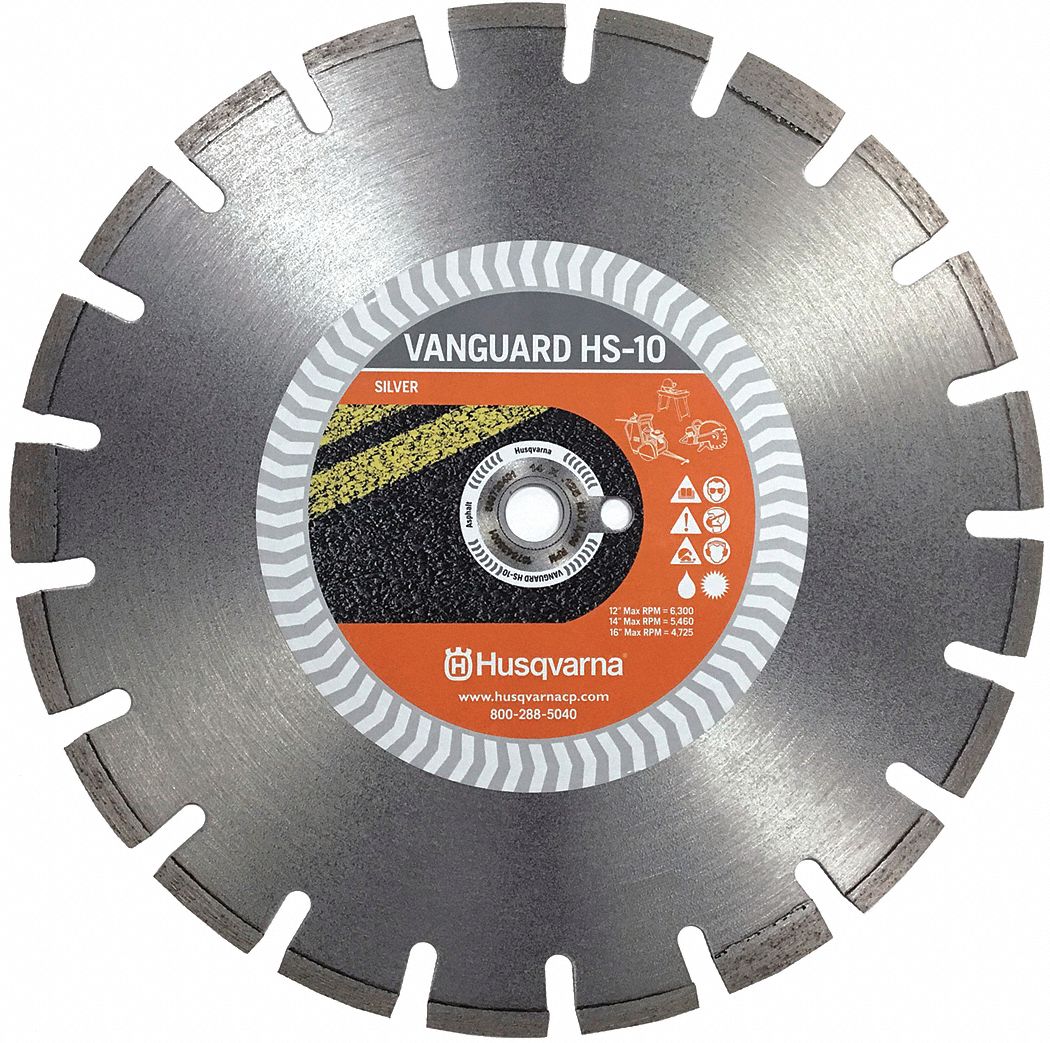 HUSQVARNA, 14 in Blade Dia., 1 in Arbor Size, Diamond Saw Blade