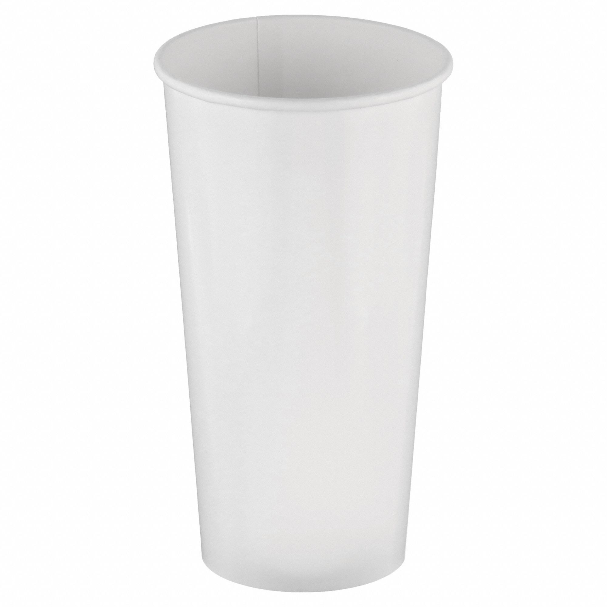 Disposable Cold Cup: 21 oz Capacity, White, Paper, Unwrapped, Patternless, 1, 000 PK
