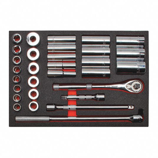 PROTO, 1/2 in Drive Size, 31 Pieces, Socket Wrench Set