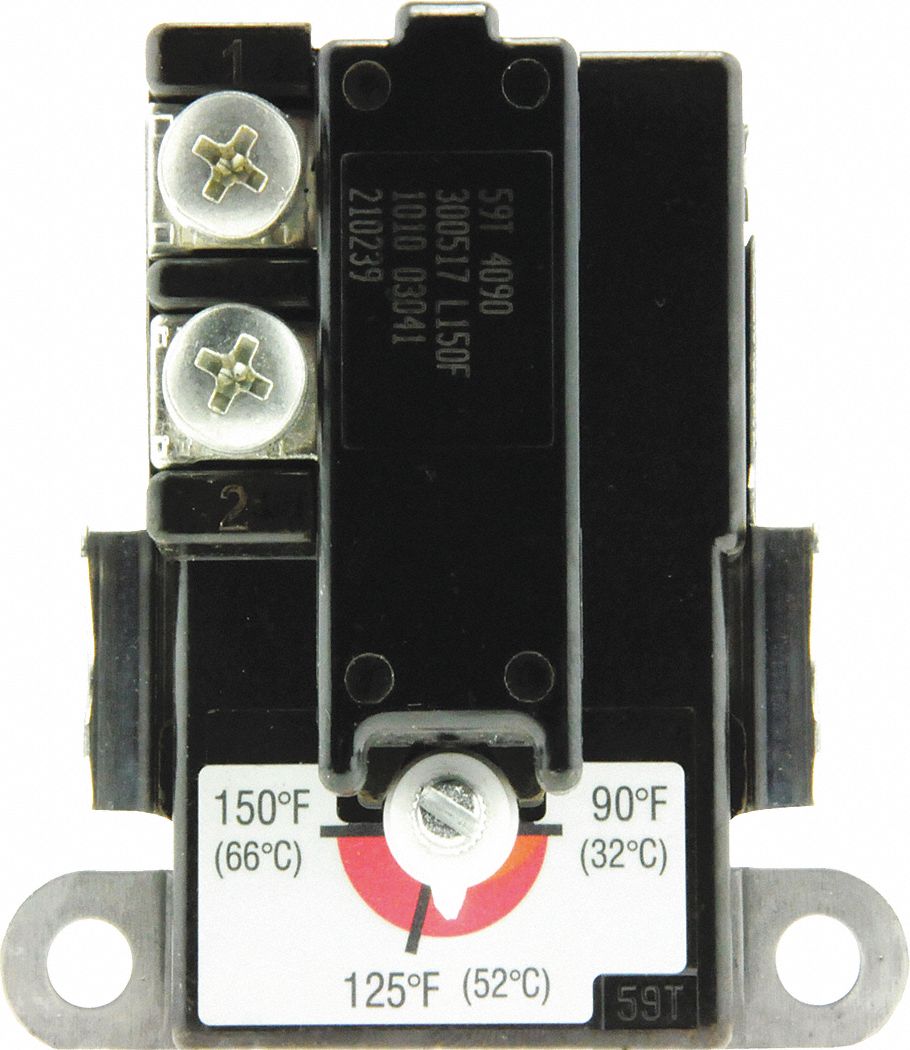 Thermostat SPDT: Mfr Part # SP210239, 90°F to 150°F, 3, 600 W @ 120V