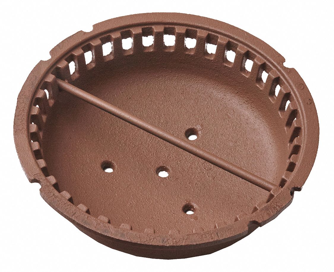 BASKET: 10 ⅝ IN OVERALL DIAMETER, 3 IN H, CAST IRON, DUCO COATED, TAN