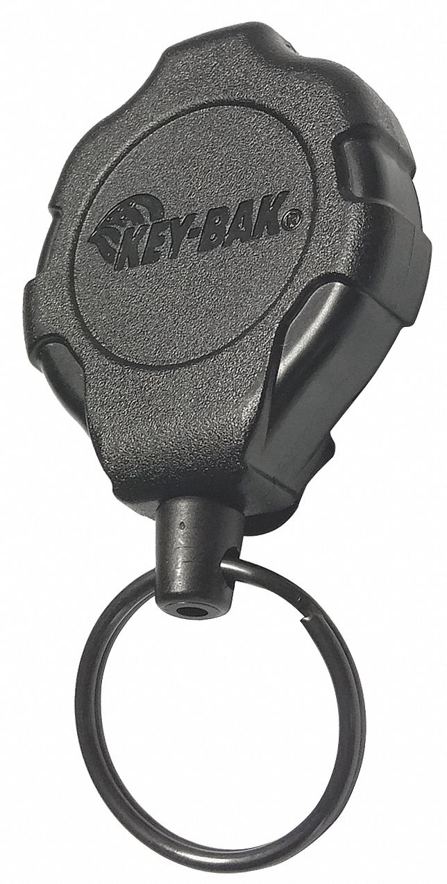 KEYBAK Ratcheting Key Reel, Polycarbonate, Black 54JJ110KR25A21