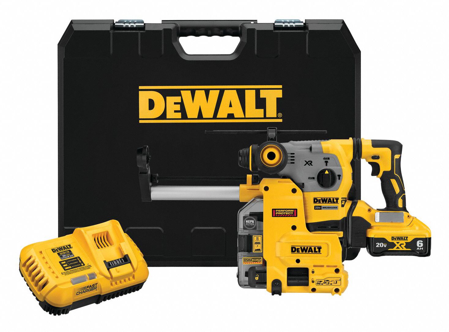 Cordless Rotary Hammer: L-Shape, 20V DC, SDS-Plus, 1/2 in max, 6.0 Ah, 2.6 ft-lb, 4, 480 bpm