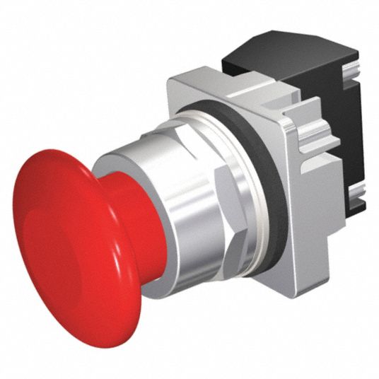 SIEMENS Emergency Stop Push Button: 30 mm Size, Maintained Push /  Maintained Pull, Red, 1NO/1NC