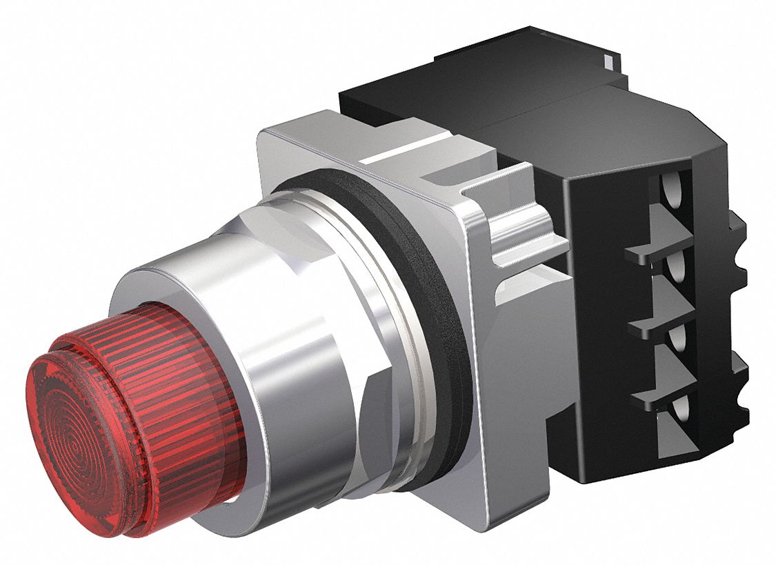 IllumPushButton, FullVolt, Red, 1NO/1NC