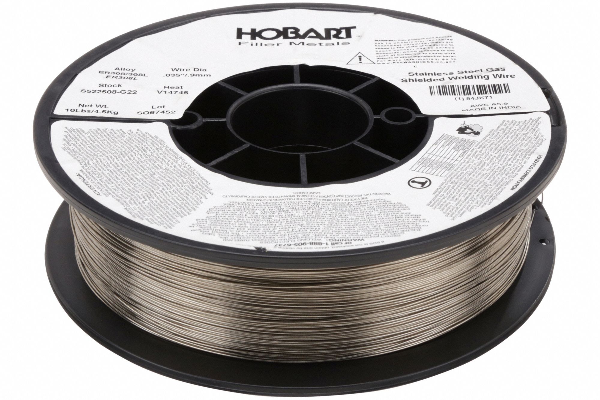 HOBART, Stainless Steel, ER308/308L, MIG Welding Wire 54JK7154JK71