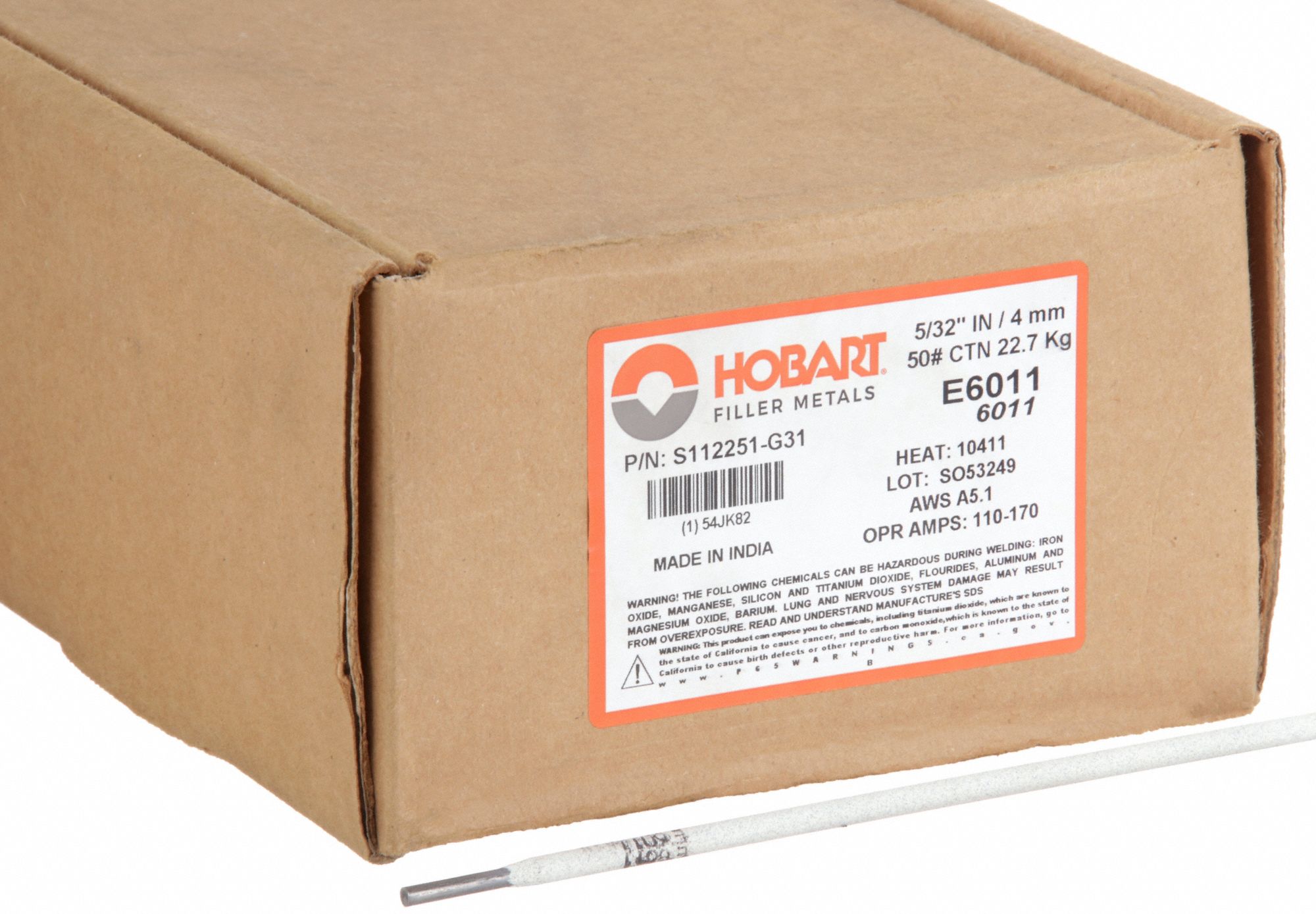 Stick Electrode: Carbon Steel, E6011, 5/32 in x 14 in, 50 lb