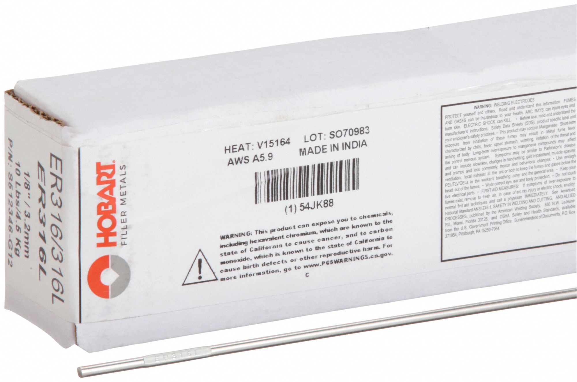 TIG Welding Rod: Stainless Steel, ER316/316L, 1/8 in x 36 in, 10 lb