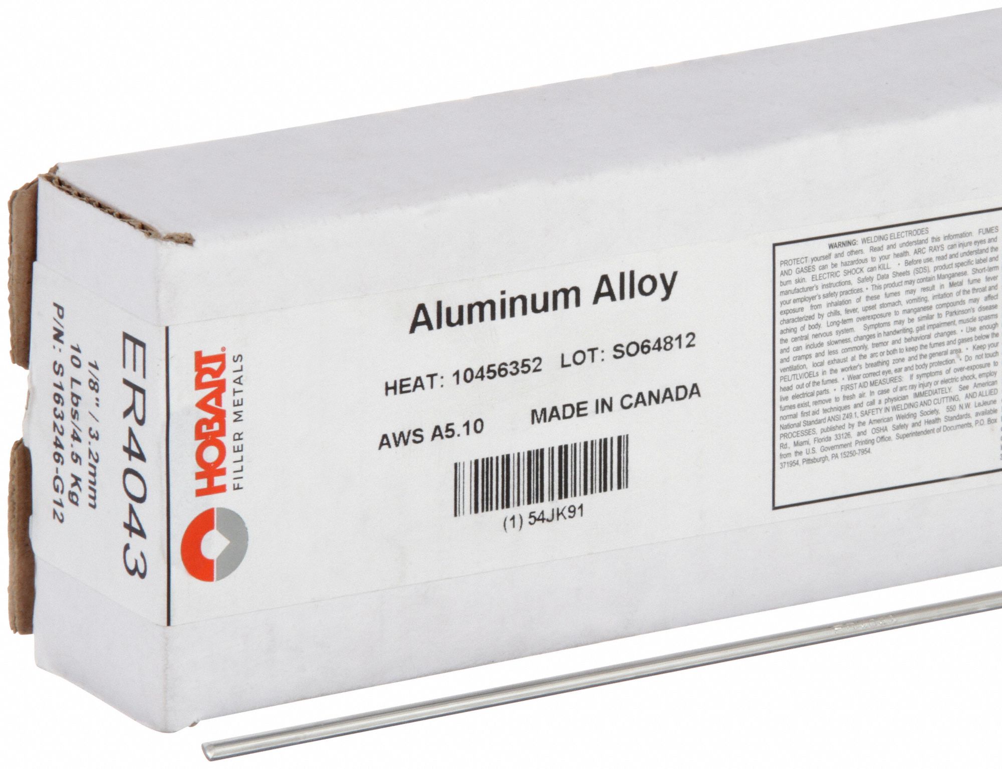 HOBART, Aluminum, ER4043, TIG Welding Rod 54JK91S163246G12 Grainger