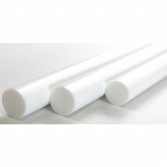 GRAINGER APPROVED Rod Stock, PTFE, Standard Grade, 5 ft Plastic Length