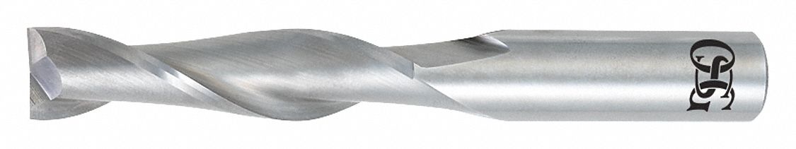 Square End Mill: Carbide, TiAlN Coated, 2 Flute, 1/4" Mill Dia, 1-1/8" LOC, 3" OAL