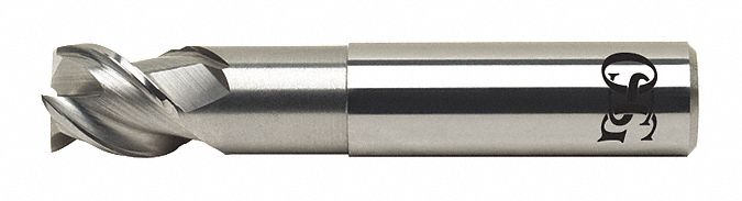 Corner Radius End Mill: Carbide, 3 Flute, 1" Mill Dia, 1" LOC, 0.09" Rad, 5" OAL